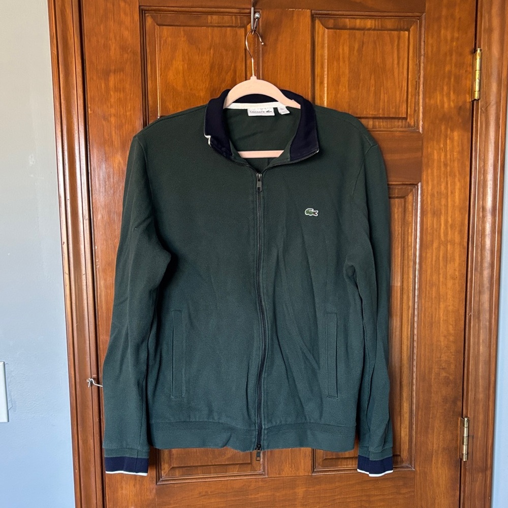 Lacoste Dark Green Full-Zip Sweater Size Medium